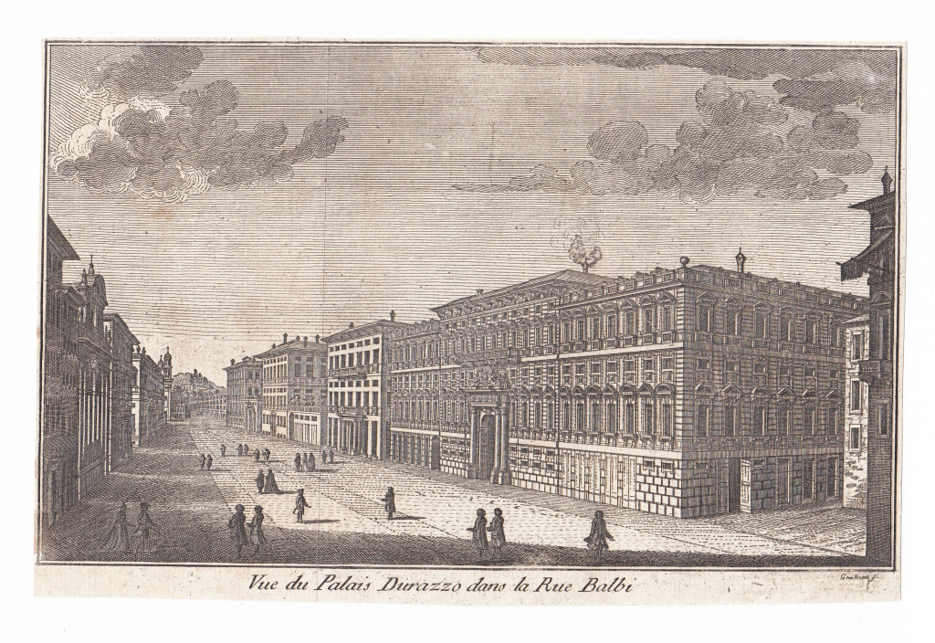 1781. Rue du Palais Durazzo dans la Rue Balbi. Guidotti sc.